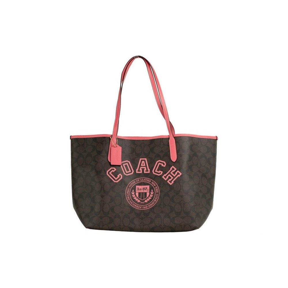 NEW Coach City Tote Varsity Brown & Pink Signature Coated Canvas Handbag CB869 - Picture 9 of 12